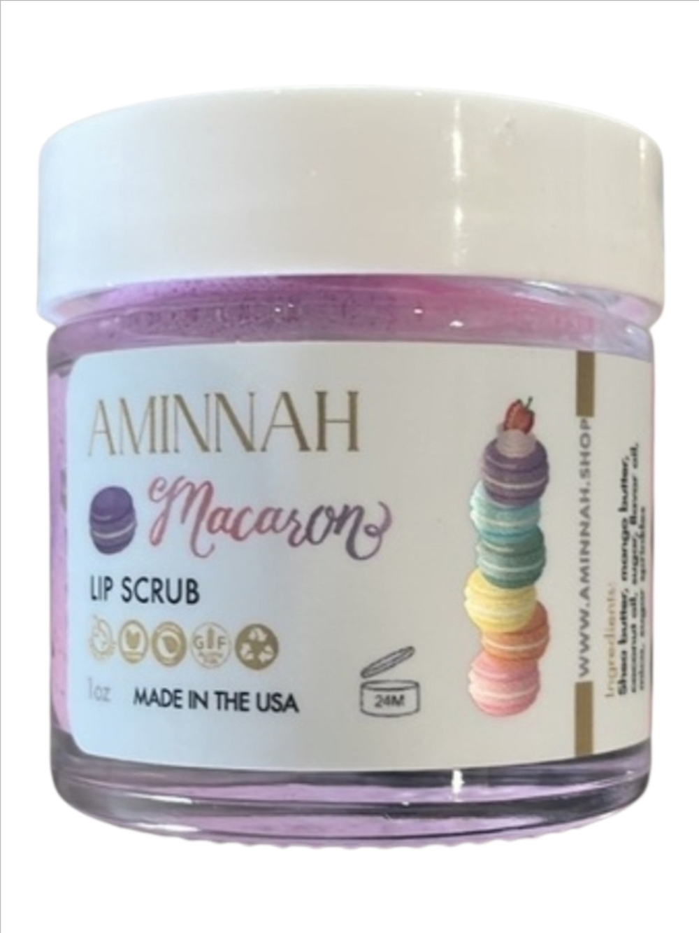 Aminnah Macaron Lip Scrub - Pink Exfoliating Balm NEW
